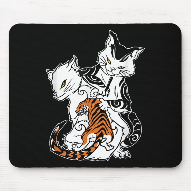 Mousepad Cat Tattoo Lover Monmon Japonês Tatuagem (Frente)