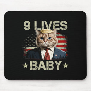 Mousepad Cat Trump 9 Lives Baby Trump 2024 Win Victory Winn