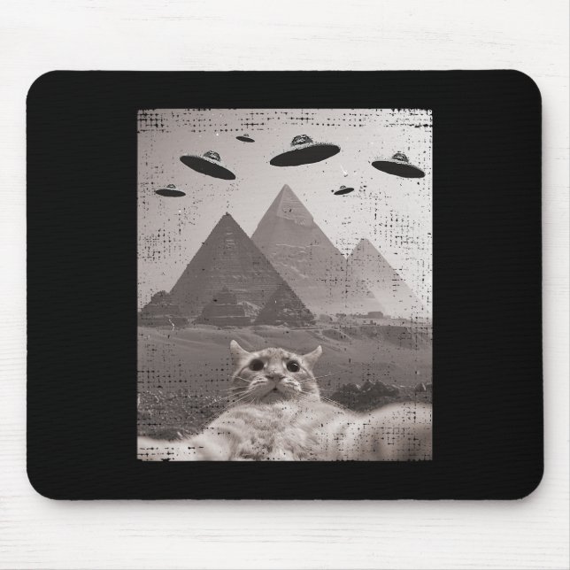 Mousepad Cat Ufo Meme - Gato Engraçado Selfie Com Ufos (Frente)