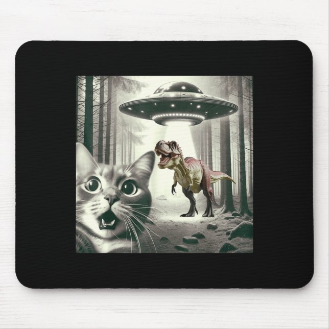 Mousepad Cat UFO T Alien Dinosaur Selfie Rex (Frente)
