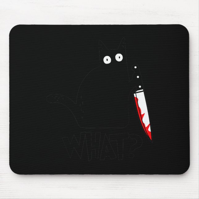 Mousepad Cat What_ Funny Black Cat Murderous Cat With Knife (Frente)