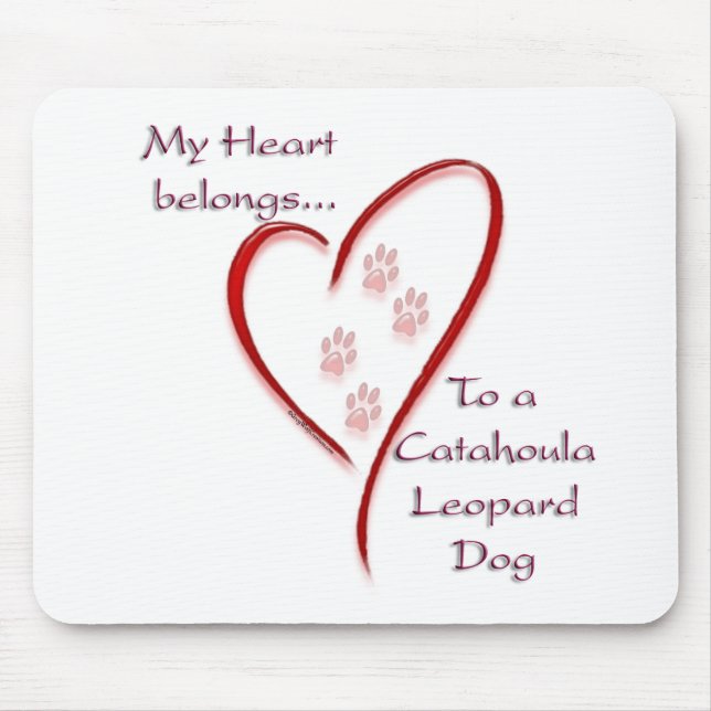 Mousepad Catahoula Leopard Dog Hearts Pertence (Frente)
