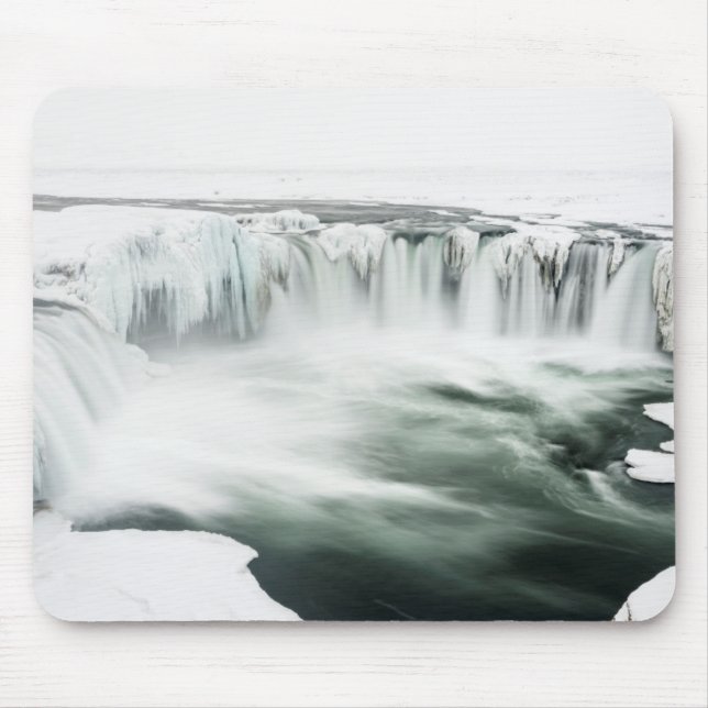 Mousepad Catarata Godafoss, inverno, Islândia (Frente)