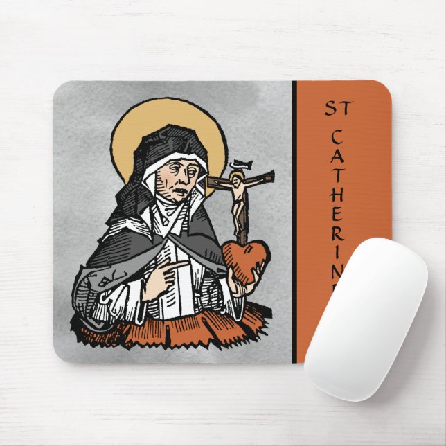 Mousepad Catarina de Siena com Coração Crucifixo (Com mouse)