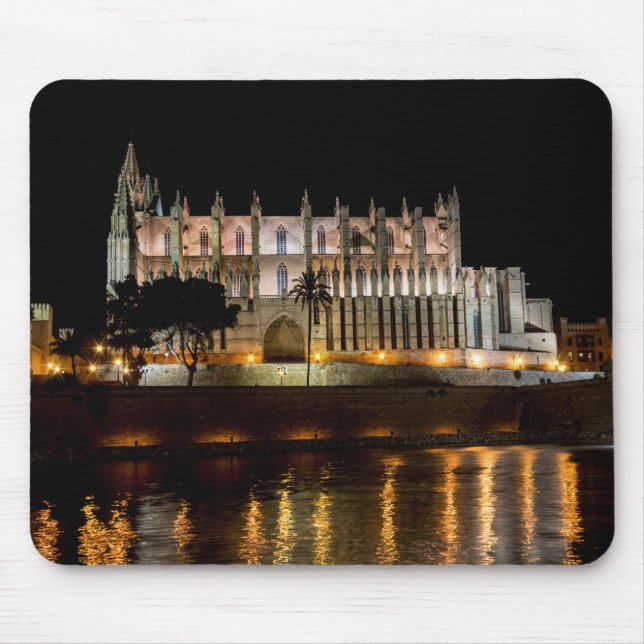 Mousepad Catedral de Palma de Maiorca à noite - Espanha (Frente)