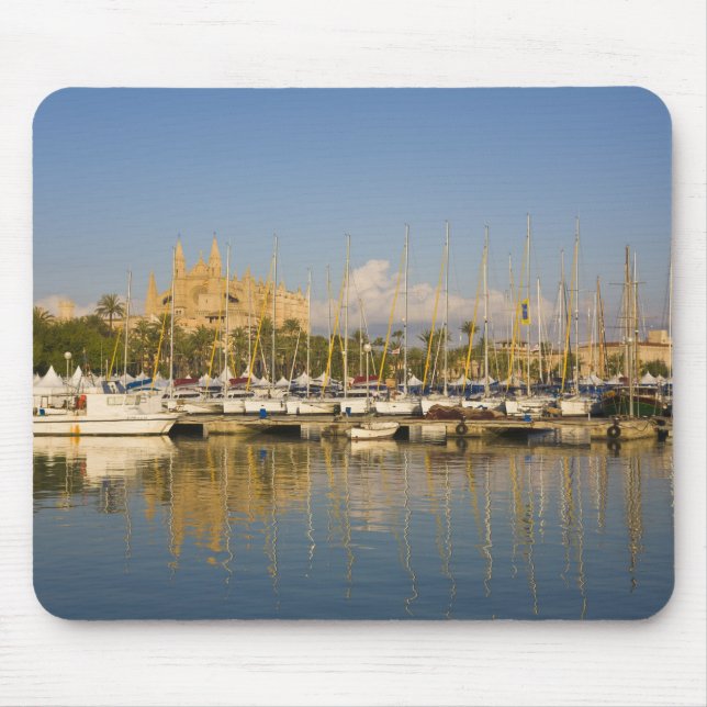 Mousepad Catedral e marina, Palma, Mallorca, Espanha (Frente)