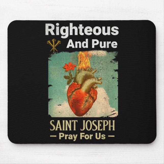 Mousepad Catholic St. Joseph, Patron Saint Of Fathers, Pray (Frente)