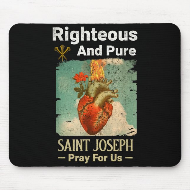 Mousepad Catholic St. Joseph, Patron Saint Of Fathers, Pray (Frente)