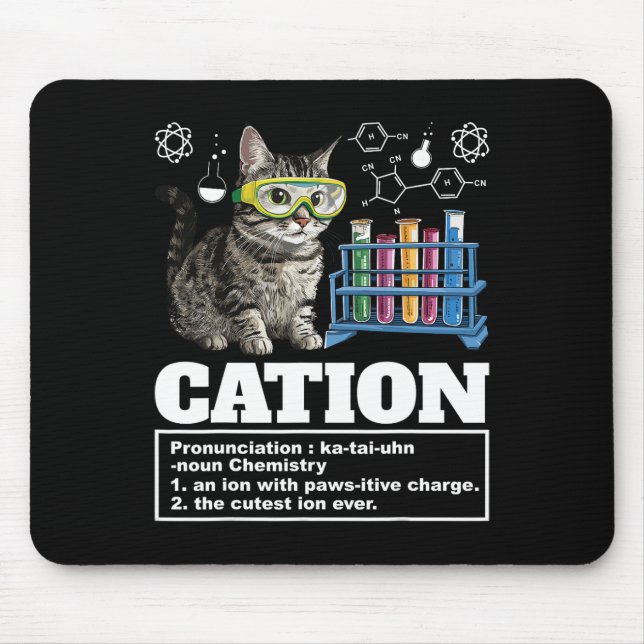 Mousepad Cation Chemistry Humor Science Teacher Cat Pun Cat (Frente)