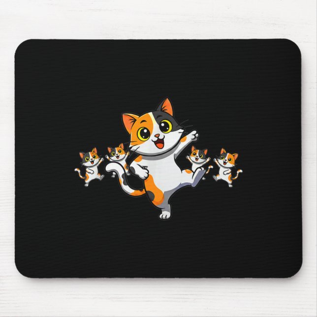Mousepad Cats Dancing Funny Cat Lover For Women Kitty Graph (Frente)