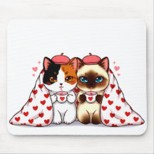 Cats Under Heart Blankets