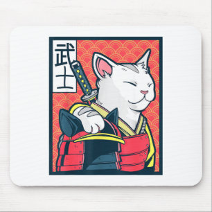 Mousepad Catzilla Arte de Gato Japonês Antigo Camiseta Ninj