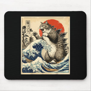 Mousepad Catzilla Arte Japonês Amante de Gatos Estampa Gráf