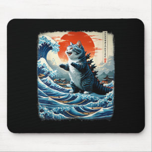 Mousepad Catzilla Cat Arte Japonesa Engraçado Adventure 0ho