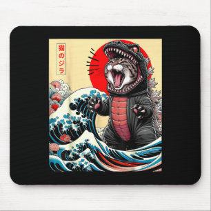 Mousepad Catzilla Gato Arte Japonês Gato Engraçado Para Hom