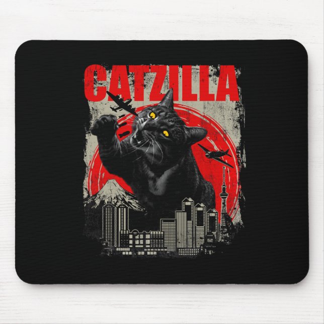 Mousepad Catzilla - Kit de Gatinho Amante de Gatos Engraçad (Frente)