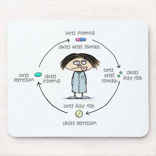 Mousepad Causas e Curtas | Cartoon de Medicina Engraçado (Frente)