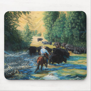 Mousepad Cavalar do rancho e de gado de Angus movimentaçã