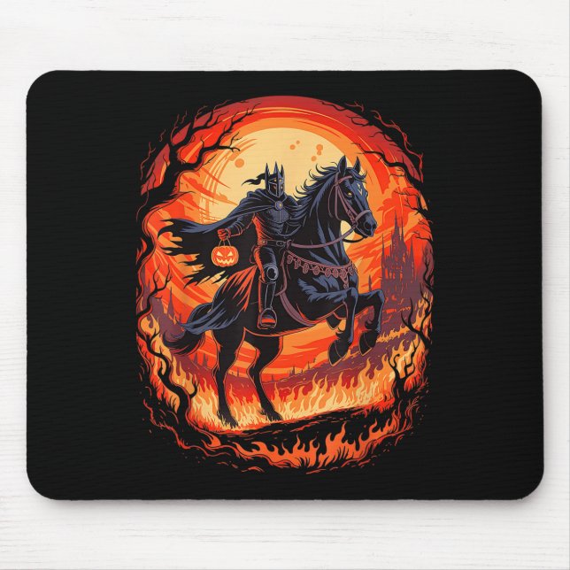 Mousepad Cavaleiro Assustador Sem Cabeça De Abóbora De Cabe (Frente)