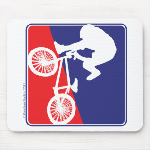 Mousepad Cavaleiro BMX em Branco Vermelho e Azul
