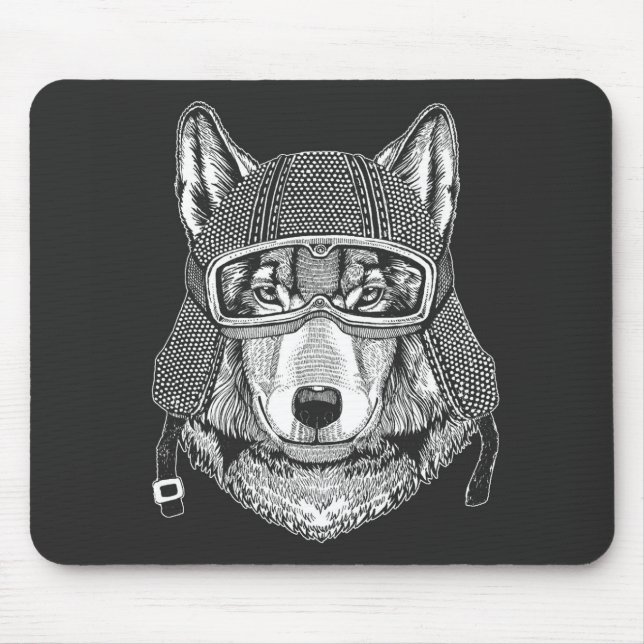 Mousepad Cavaleiro da motocicleta do cão do lobo (Frente)