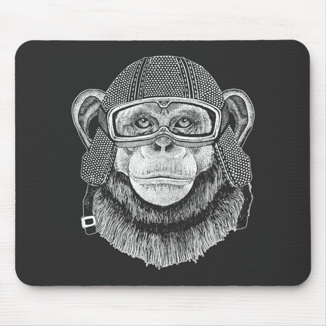 Mousepad Cavaleiro da motocicleta do chimpanzé (Frente)