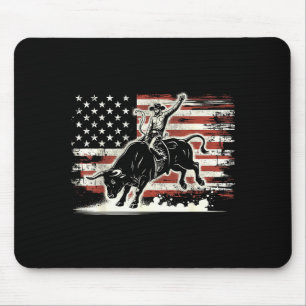 Mousepad Cavaleiro de Rodeio Touro Patriótico Bandeira EUA