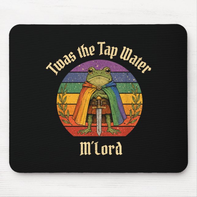 Mousepad Cavaleiro de Sapo Engraçado Arco-íris Foi a Água d (Frente)