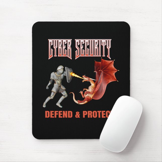 Mousepad Cavaleiro de Segurança Cibernética Defesa do Dragã (Com mouse)