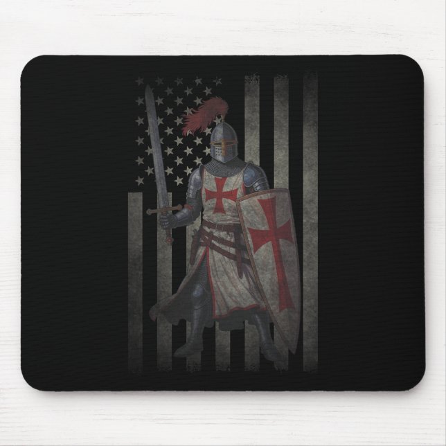 Mousepad Cavaleiros Templários Cruzado Valor Bandeira Ameri (Frente)