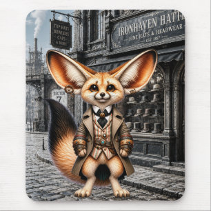 Mousepad Cavalheiro de Raposa Fennec Steampunk na Loja do C