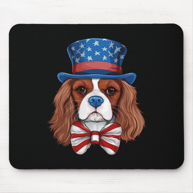 Mousepad Cavalier King Charles Spaniel Com Bandeira America (Frente)