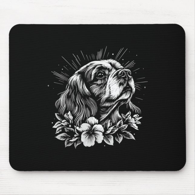 Mousepad Cavalier King Charles Spaniel Dog Lover Retro Styl (Frente)
