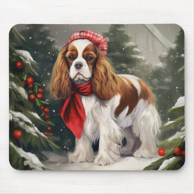 Mousepad Cavalier King Charles Spaniel Dog Natal (Frente)
