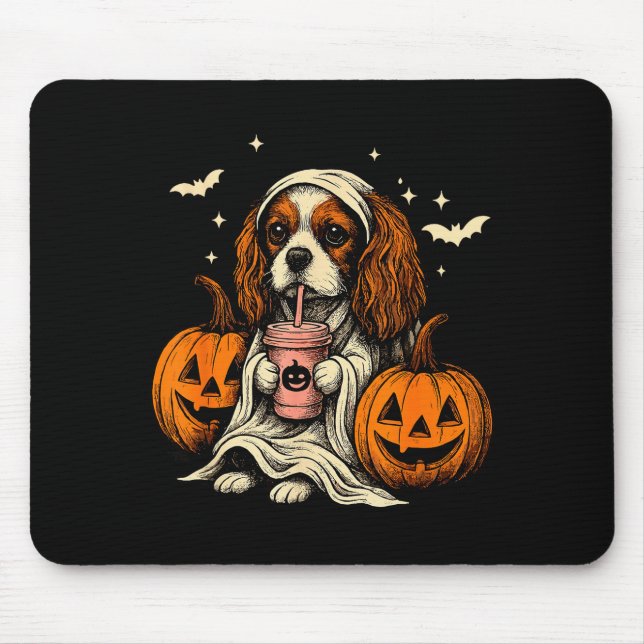 Mousepad Cavalier King Charles Spaniel Ghost Halloween Cava (Frente)
