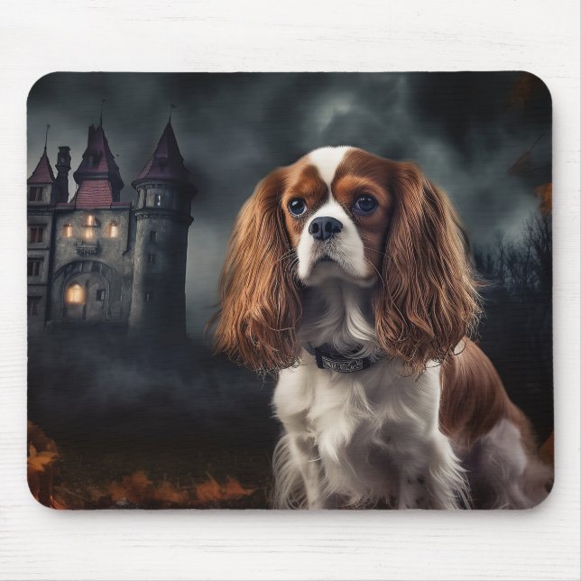 Mousepad Cavalier King Charles Spaniel Halloween Assustador (Frente)