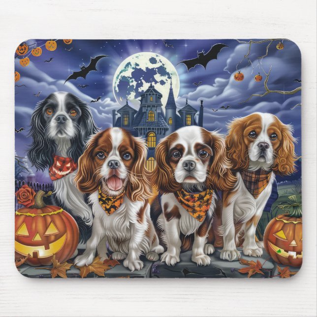 Mousepad Cavalier King Charles Spaniel Halloween Spooky (Frente)