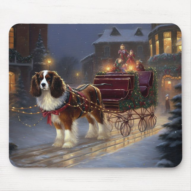 Mousepad Cavalier King Charles Spaniel Natal Festivo (Frente)