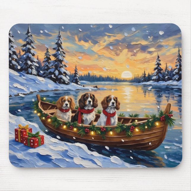 Mousepad Cavalier King Charles Spaniel Natal no Barco (Frente)