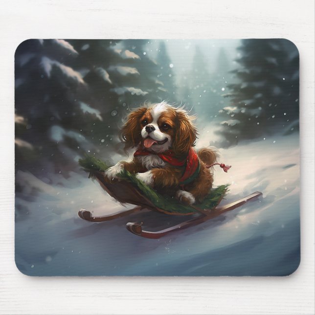 Mousepad Cavalier King Charles Spaniel neve de Natal (Frente)