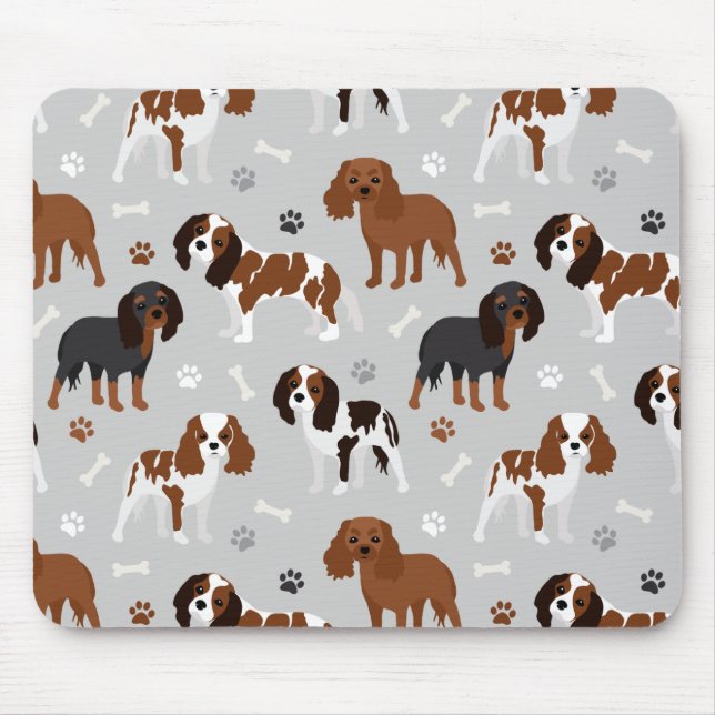 Mousepad Cavalier King Charles Spaniel Paws e Bones (Frente)