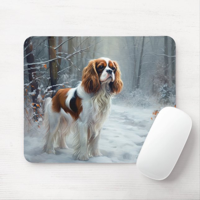 Mousepad Cavalier King Deixe Nevar Natal Escovado  (Com mouse)