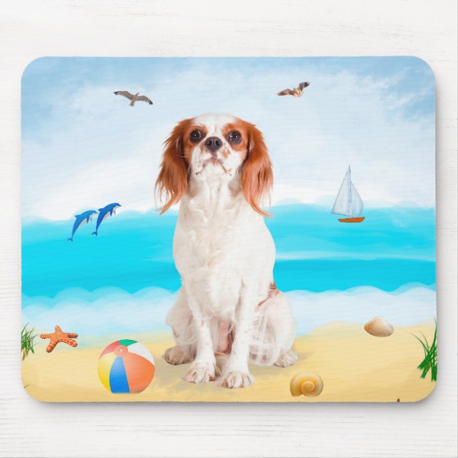 Mousepad Cavalier King Dog em Beach (Frente)