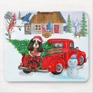 Mousepad Cavalier King Dog Em Neve De Caminhão No Parto De