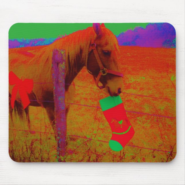 Mousepad Cavalo Arco-Íris de Natal (Frente)