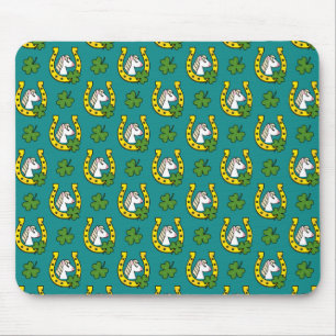 Mousepad Cavalo Branco com Sapato de Cavalo Ouro, Padrão de
