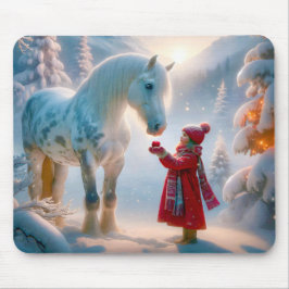 Mousepad Cavalo Branco-Inverno Despejado