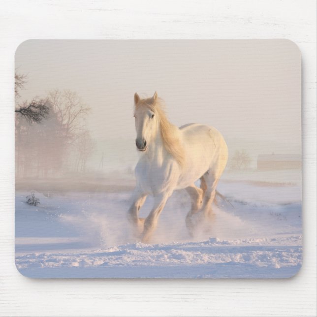 Mousepad cavalo branco na neve (Frente)