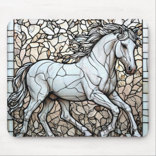 Mousepad Cavalo Branco Vidro Colorido