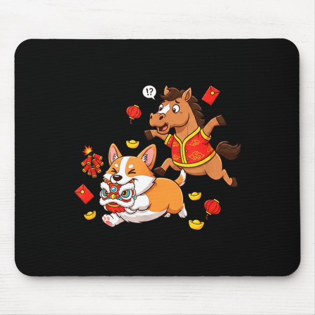 Mousepad Cavalo Chinês Corgi Engraçado Crianças Homens Mulh (Frente)